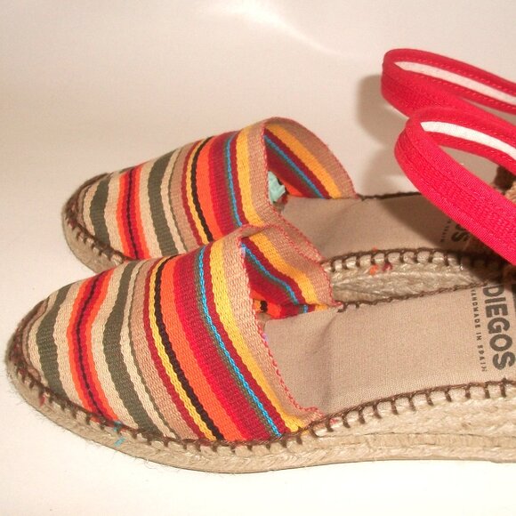NWOB DIEGO Carmen Striped Espadrilles Handmade in Spain w Adjustable Snap Strap - Picture 4 of 8